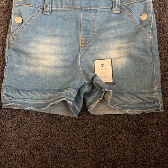 Soft Blue Denim Shorts Overalls Kids Toddler 4T - Picture 6 of 7